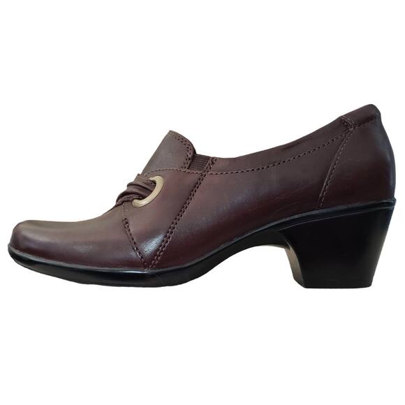 2/20 Clarks Bendables Womens Wish Trance Brown Leather Clogs Booties Shoes - Picture 2 of 9